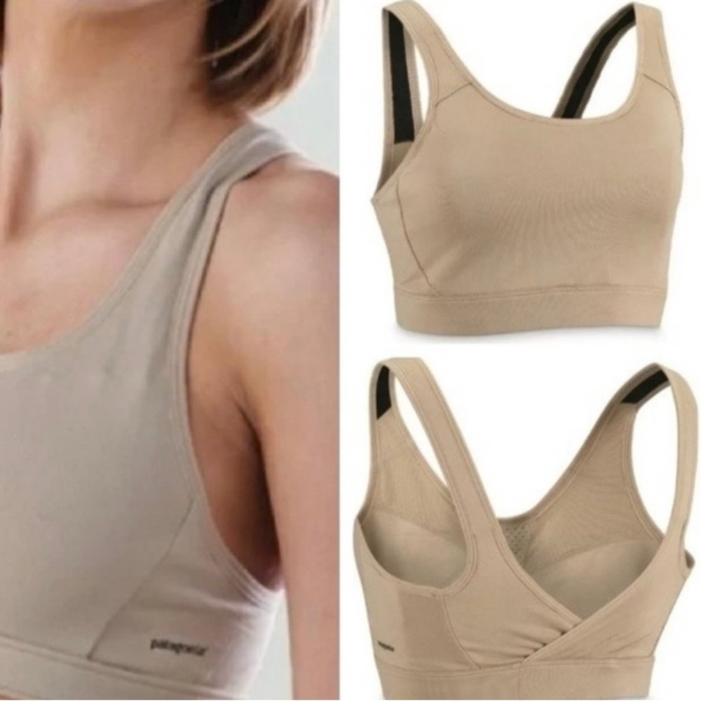 PATAGONIA Women's Tan Sand Cross Back Sports Bra Size XL NWT NEW